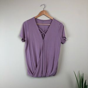Anthropologie Mauve Cross-Over Top